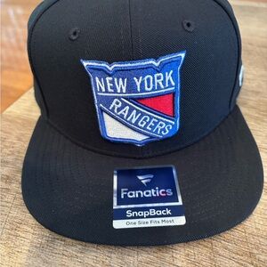 New York Rangers Logo Black Snapback Hat NWT